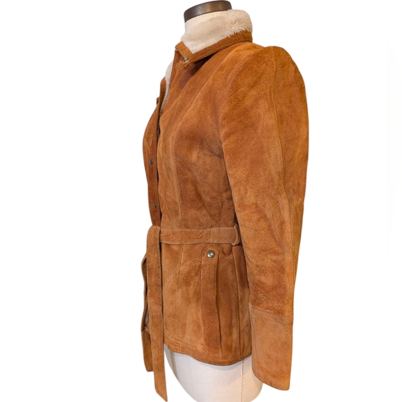 VTG Leatherscapade suede belted, snap up jacket W  pile furry interior. Small - Picture 10 of 16